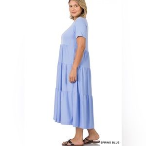 Plus Short Sleeve Tiered Maxi Dress